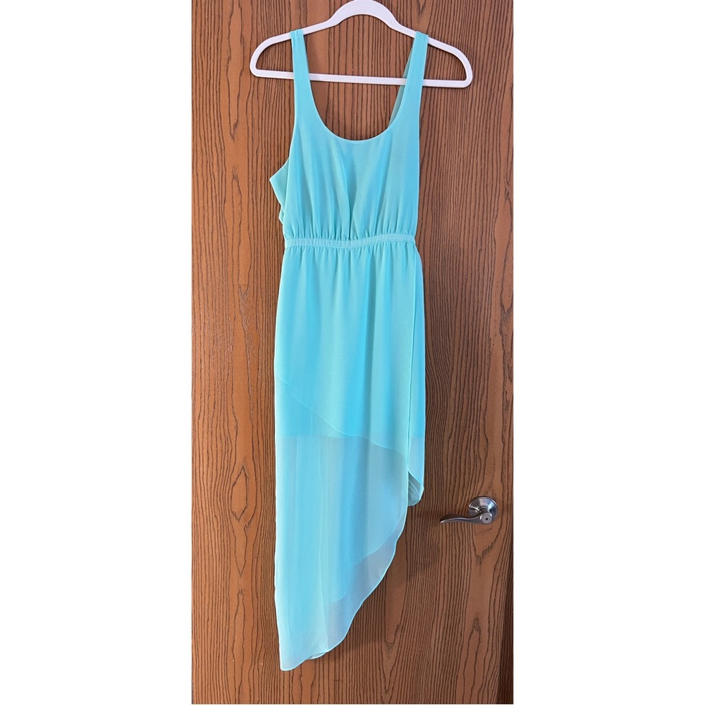 Silence + Noise Blue Sheer High Low Maxi Dress - Small